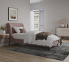 Heather Mid-Century Modern Velvet Upholstered Twin Bed in Blush and Black | Lit jumeau Heather style milieu du siecle moderne en velours, rembourre, coloris rose poudre et noir