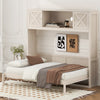 Ethan Solid Wood Murphy Bed with Storage Cabinets,Queen Size,Beige Queen Bed | Lit escamotable Ethan en bois massif avec armoires de rangement, taille queen, beige