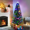 Homcom 6ft Prelit Fiber Optic Artificial Christmas Tree With 230 Tips And 24 Led Lights|Homcom Arbre De Noel Artificiel A Fibre Optique Pre-eclaire De 6 Pieds Avec 230 Embouts Et 24 Lumieres Led
