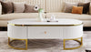 Edison 47.2" Oval Engineered Wood Coffee Table With Storage Drawers - White | Table Basse Ovale Edison De 47,2" En Bois Composite Avec Tiroirs De Rangement - Blanche