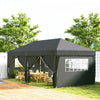 Outsunny 10'x20' Pop Up Tent Outdoor Easy Folding Gazebo Party Tent Black
