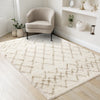 Taylor Cream Brown Lattice Shag Rug, 5'3" x 7'7" Indoor Area Rug | Tapis Taylor creme en treillis marron, 5'3" x 7'7"