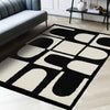 Florence Black White Dynamic Geometric Design, 5'3" x 7'4" Indoor Area Rug | Motif geometrique dynamique noir et blanc Florence, 5'3" x 7'4"