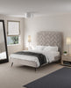 Crosby Modern Upholstered Velvet Full Bed in Greige | Lit double moderne Crosby en velours capitonne coloris grege