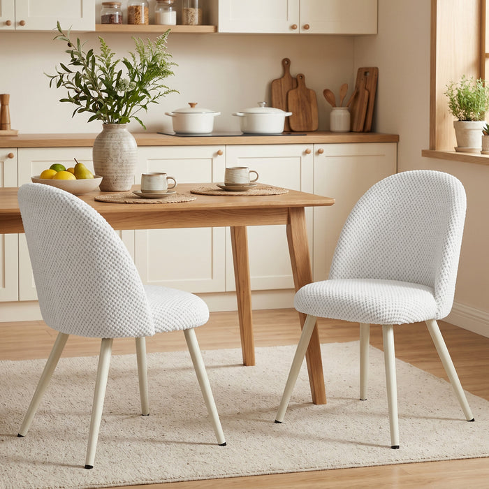 HOMCOM Dining Chairs Set of 2 with Velvet Fabric Upholstery, White