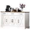 Ryan 55" Adjustable Storage Buffet Cabinet With Door Shelves And Coffee Bar Station - White | Buffet De Rangement Ryan 55" Avec Etageres A Portes Et Station Café - Blanc