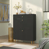 HOMCOM Shoe Storage Cabinet w/ 2 Flip Drawers for 12 Pairs of Shoes, Black
