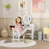 Qaba Kids Vanity Set, Children Dressing Table With Mirror, Kids Makeup Table With Stool And Storage |Qaba Ensemble De Coiffeuse Pour Enfants 2 Pieces, Coiffeuses Avec Miroirs, Table De Maquillage Pour