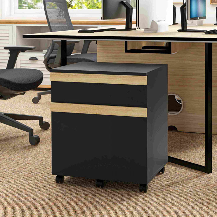 Vinsetto File Cabinet, Printer Stand With 2 Drawers And 5 Wheels