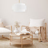 Dainolite Priya 4 Light Pendant 30" Dia Aged Brass White Shade Lamp|Luminaire suspendu Priya de Dainolite de 30 po de diamètre avec abat-jour blanc, fini laiton vieilli et 4 ampoules