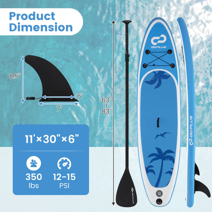 Goplus Large Inflatable Sup Board, Portable Paddle Board With 5d Rings Stand Up Paddle Board For Youth & Adult Blue