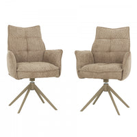 Elowen Taupe Upholstered Swivel Dining Armchair (Set of 2)