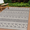 Jackson Grey White Patterned Rows Rug, 6'7" x 9'6" Outdoor Area Rug | Tapis Jackson gris blanc a motifs en rangees, 6'7" x 9'6"