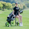 Costway Foldable 3 Wheel Push Pull Golf Club Cart Trolley W/ Seat Scoreboard Bag Swivel