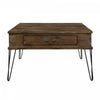 Hughey Square Coffee Table With 2 Drawers, Rustic Oak | Table Basse Carrée Hughey Avec 2 Tiroirs, Chêne Rustique