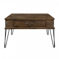 Hughey Square Coffee Table With 2 Drawers, Rustic Oak 
