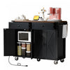 Elton 53.5" Engineered Wood Kitchen Carts With Power Outlet And Storage - Black | Chariot De Cuisine Elton 53,5" En Bois Reconstitue Avec Prise Electrique Et Rangement - Noir
