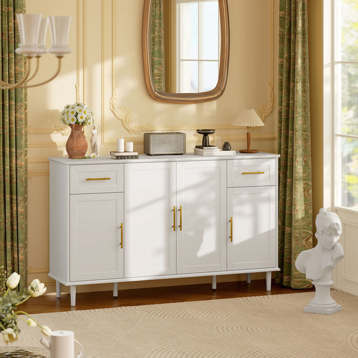 HOMCOM 55\" Modern Sideboard Buffet Cabinet with Soft-Close Doors White