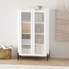 Abbey Modern 32" Tempered Glass Bookcase Cabinet in White (4-Shelf) | Armoire bibliotheque moderne Abbey 32" en verre trempe blanc (4 etageres)