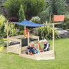 Kids Wooden Sandbox With Cover, Foldable Play Station, Covered Children Sand Boat Outdoor, W/flag, B|Bac A Sable Pour Enfants A L'exterieur, Station De Jeu Pliable, Avec Drapeau, Auvent D'ombrage, Reve