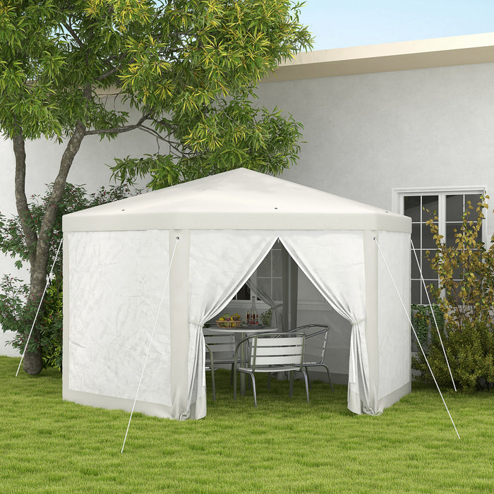 Outsunny Hexagonal Patio Gazebo Tent, Creamy White