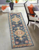 Lotus Navy Rug 2'8" x 8'2" | Tapis de Couloir Traditionnel Lotus 2'8" x 8'2" en Bleu marin