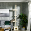 Pawhut Floor To Ceiling Cat Tree With Scratching Post For Indoor Cats, Adjustable Height Cat Tower (|Pawhut Arbre A Chat Du Sol Au Plafond Avec Griffoir Pour Chats D'interieur, Tour A Chat Reglable En