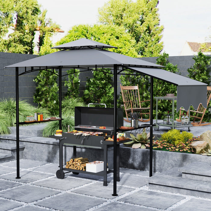 Outsunny 8' X 5' Grill Gazebo, Double Tiered Barbecue Gazebo, Light Grey
