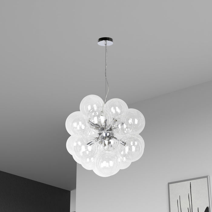 Dainolite Comet 6 Light Chandelier Polished Chrome Finish Clear Glass Lamp