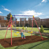 Outsunny Metal Swing Set With 2 Seats Glider A-frame Stand Adjustable Hanging Rope For Backyard Play|Outsunny Balancoire En Metal Avec 2 Sieges Planeur Cadre Forme De A Stand Reglable Corde A Suspendre