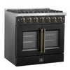 Forno Galiano 36" Black Gas Range, 4.32 cu.ft- FFSGS6444-30BLK | Cuisiniere a gaz noire Galiano 36 pouces, 4,32 pi³ – FFSGS6444-36BLK