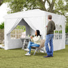 Outsunny 10' X 10' Pop-up Canopy Tent, Sidewalls, Carry Bag Included, White