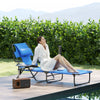 Outsunny Folding Lounge Chair W/ Reclining Back, Tanning Chair, Dark Blue