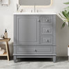 Emma 30" Solid Wood Bathroom Vanity with Ceramic Sink and Soft-Close Door, Grey | Emma Meuble-lavabo en bois massif de 30" avec vasque en ceramique et porte a fermeture douce, Gris