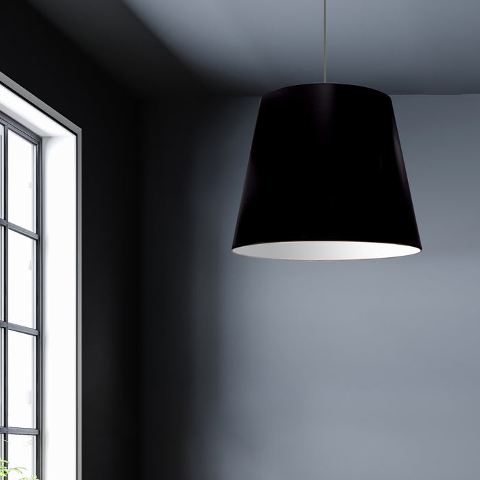 Dainolite Oversized Drum 1 Light Pendant Large Black/Silver Shade Lamp