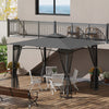 Outsunny 10' x 12' patio gazebo With netting For lawn, yard, deck, Grey|Outsunny 10' X 12' Gazebo De Patio Avec Filet Pour Pelouse, Cour, Gris