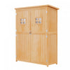 Outsunny 4'x1.5' Wooden Garden Storage Shed W/ Windows, Nature Wood|Outsunny 4'x1.5' Armoire A Outils En Bois Pour Abri De Jardin Fenetres
