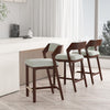 Patricia Modern Wood Upholstered Counter Stool in White Glacier - Set of 3 | Tabouret de comptoir moderne en bois Patricia avec revetement en tissu blanc glacier - Lot de 3