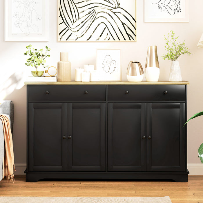 HOMCOM Sideboard Cabinet with Storage Drawers Adjustable Shelves Black