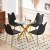 Alex Round Multi-Functional Dining Table with Glass Top,Golden | Table a manger ronde multifonctionnelle Alex avec plateau en verre, finition doree