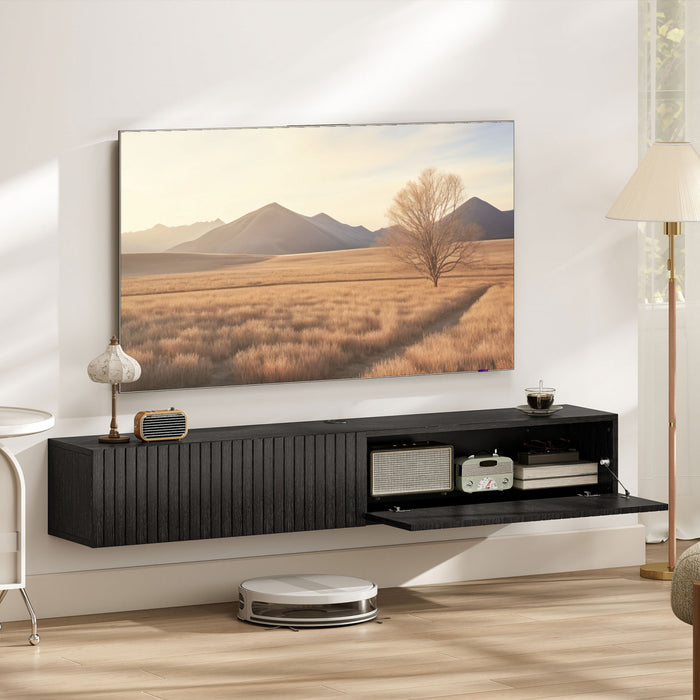 HOMCOM 55\" Floating TV Stand for TVs up to 72 Inch, Black