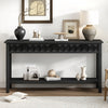 Oliver 60'' Fir Veneer Entryway Table with Honeycomb Design and Drawers, Black Sofa Table  | Table d'entree Oliver 60'' en placage de sapin avec design en nid d'abeille et tiroirs, noire