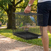 PawHut Foldable Bird Cage, Metal Bird Travel Carrier Cage with Wood Perch, Food Bowls, Slide-Out Tray and Handle for Canaries, Finches, Lovebirds, Parakeets, Black