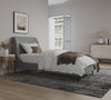 Heather Mid-Century Modern Velvet Upholstered Twin Bed in Gray and Black | Lit une place Heather style milieu du siecle moderne, rembourre en velours gris et noir