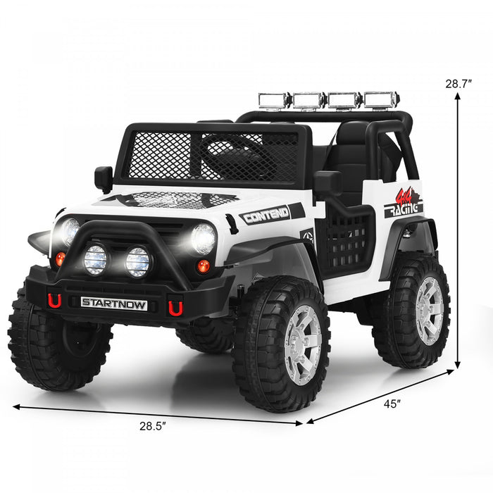 Costway 12v Kids Ride On Truck Remote Control Electric Car W/lights&music White