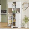 HOMCOM 71.5" Tall Pantry Cabinet, Kitchen Cupboard with Spice Racks, White