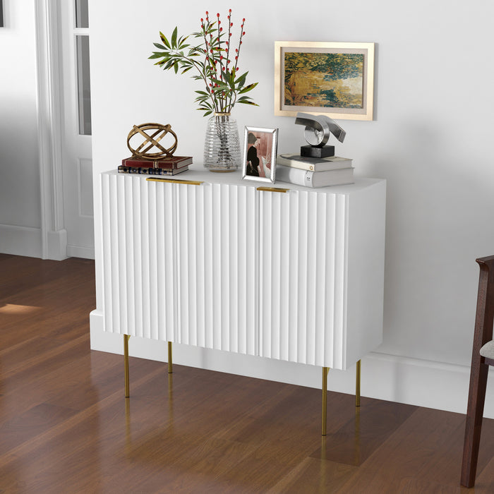 HOMCOM Accent Cabinet w/ Gold Leg for Living Room Dining Room Hallway White