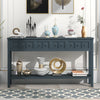 Michael Solid Wood Console Table For Entryway With Storage Drawers And Bottom Shelf - Blue | Table Console Michael En Bois Massif Pour Entree Avec Tiroirs De Rangement Et Etagere Inferieure - Bleu
