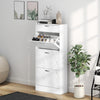 HOMCOM Shoe Cabinet with 3 Flip Drawers, Narrow Shoe Storage Cabinet, White