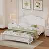 Jessie Retro Style Platform Bed with Wooden Slat Support,Queen Size, White Queen Bed | Jessie Lit plateforme style retro avec support a lattes en bois, Taille Queen, Blanc